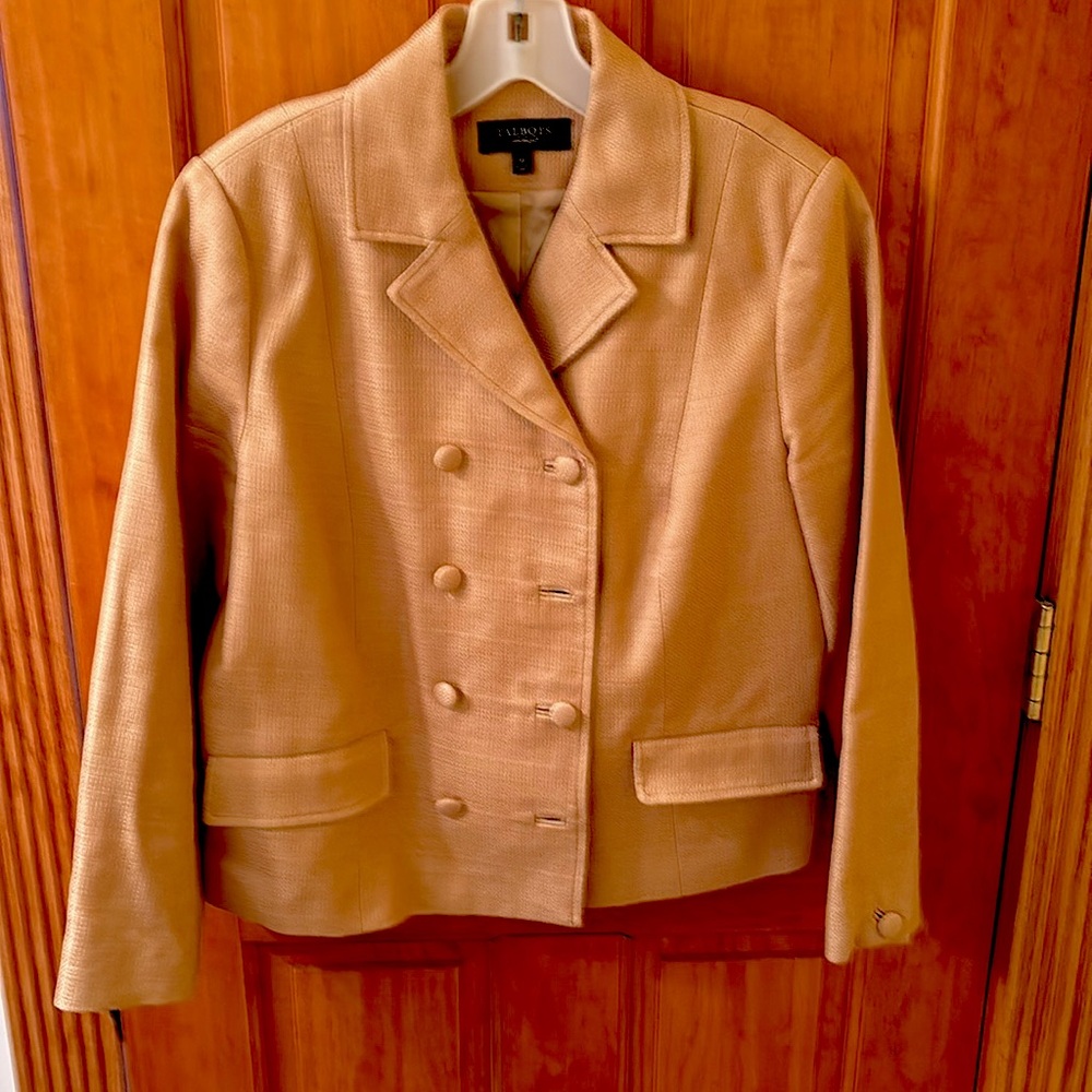Lovely double breasted peach jacket by Talbots. Size 10.